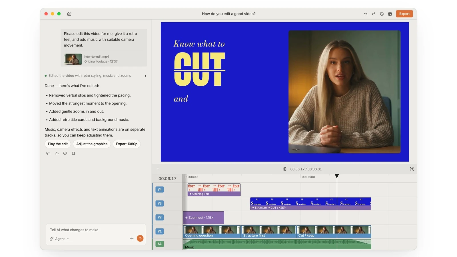 ChatCut: Edit videos by telling AI what you want